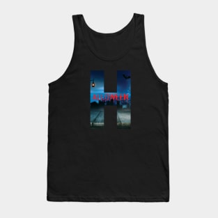 Halloween scary design inside the Letter H. Tank Top